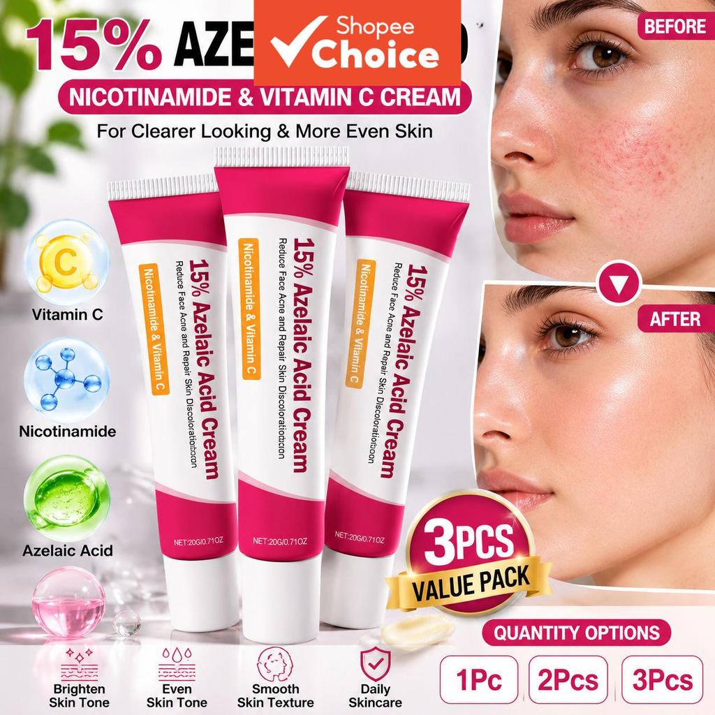 Creme Facial Ácido Azelaico 20 g – Clareador de Poros, Controle de Oleosidade, Hidratante para Pele com Imperfeições