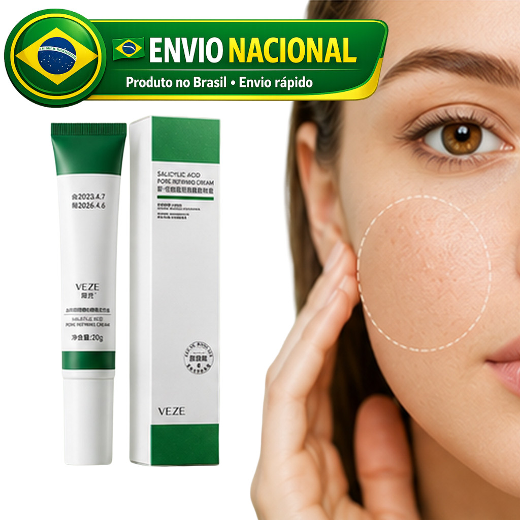 Creme Facial VEZE Ácido Salicílico 20g Refinador de Poros Controle da Oleosidade Cravos e Imperfeições