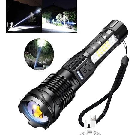 High Power Strong Laser Led Flashlight Super Bright 7 Modes Emergency Light