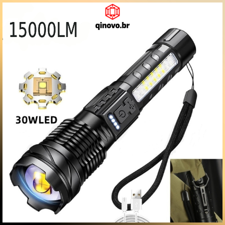 High Power Strong Laser Led Flashlight Super Bright 7 Modes Emergency Light