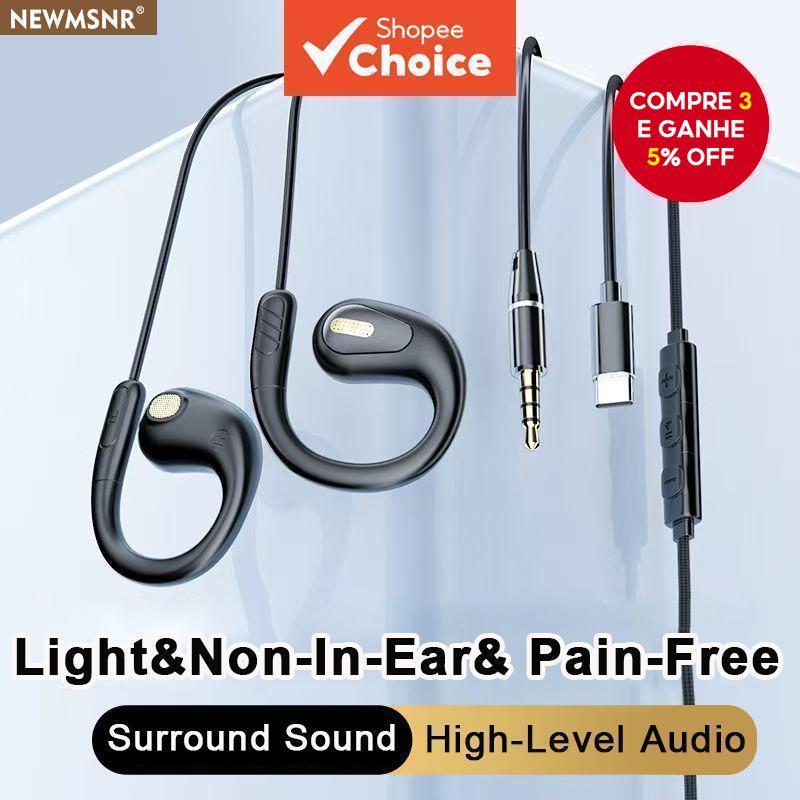 NEWMSNR 360° Earbuds Panoramic Not In-Ear Earphones HIFI Surround Sound Quality Headphones HD Noise Reduction