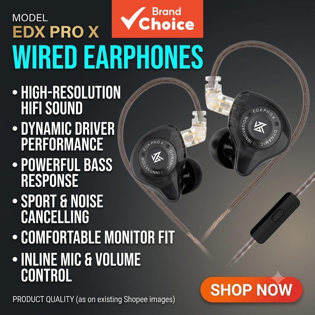 KZ Edx Pro Fones De Ouvido X Driver Dinâmico Com Fio HiFi Sound Bass Sport Monitor Cancelamento De Ruído Em Linha Microf