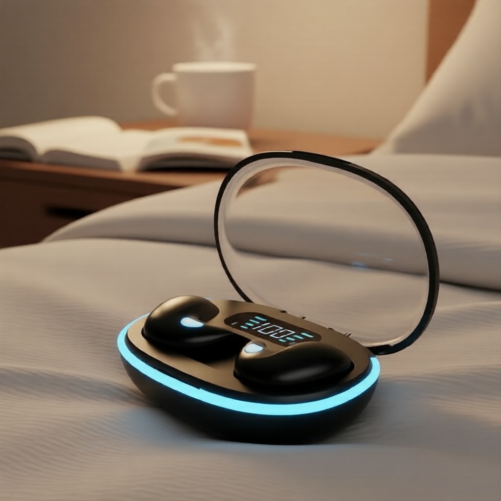 Hqai X55 Fones De Ouvido Para Dormir Sem Fio HiFi Sound Integrados Com Microfone E Display LED Bluetooth Música , Uso Di