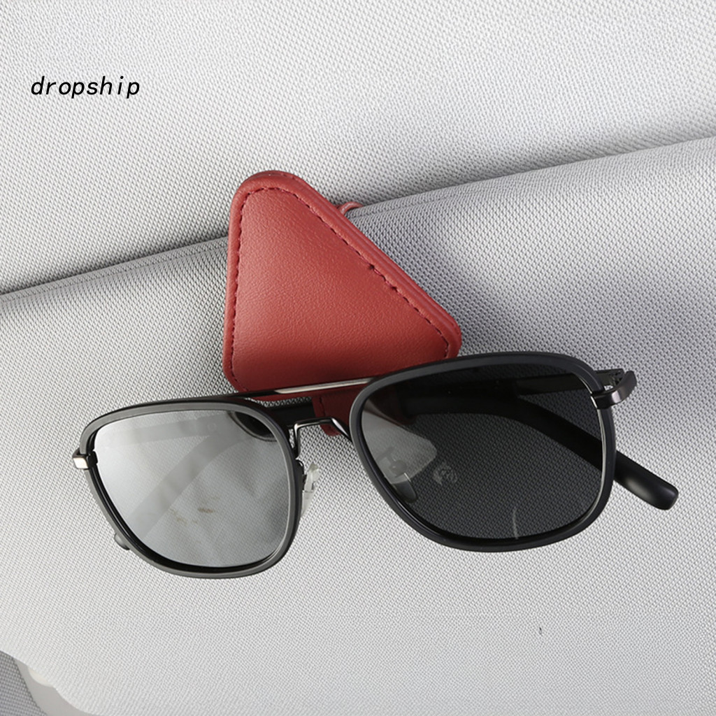 Portable Eyeglasses Storage Clip Sunglasses Holder for Car Magnetic with Sunshade Faux Leather Auto Organizer for Drivin