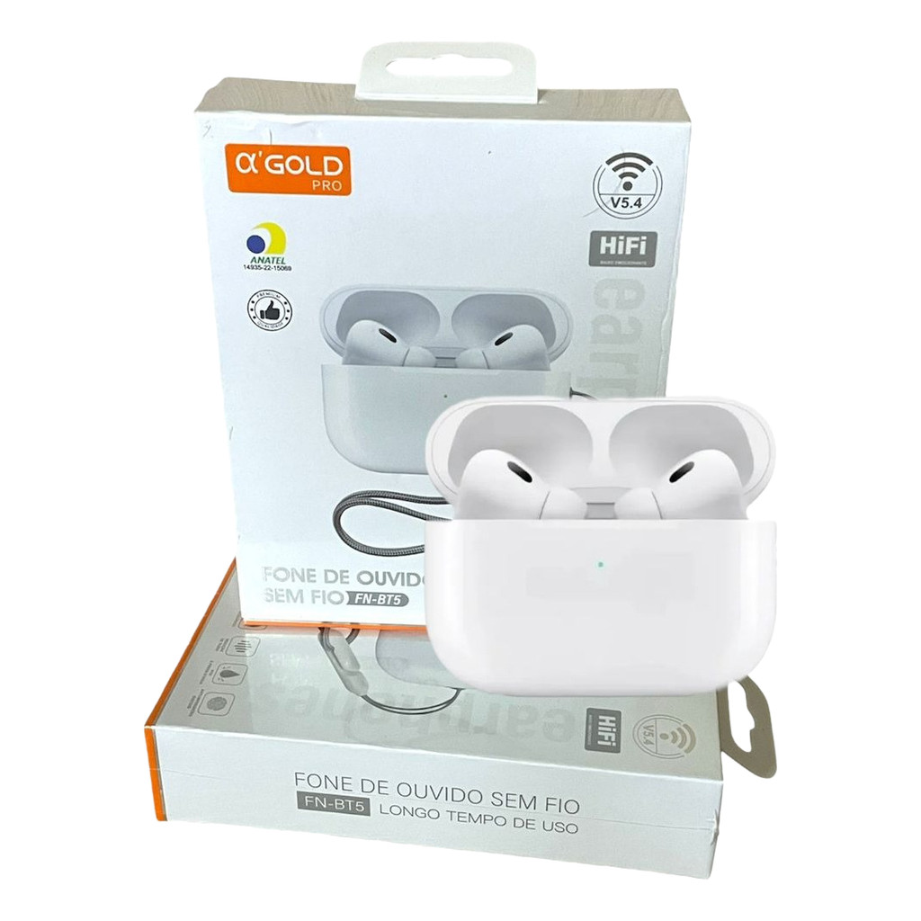 Fone Sem Fio A'gold Fn-bt5 Bluetooth 5.4 - Branco Original