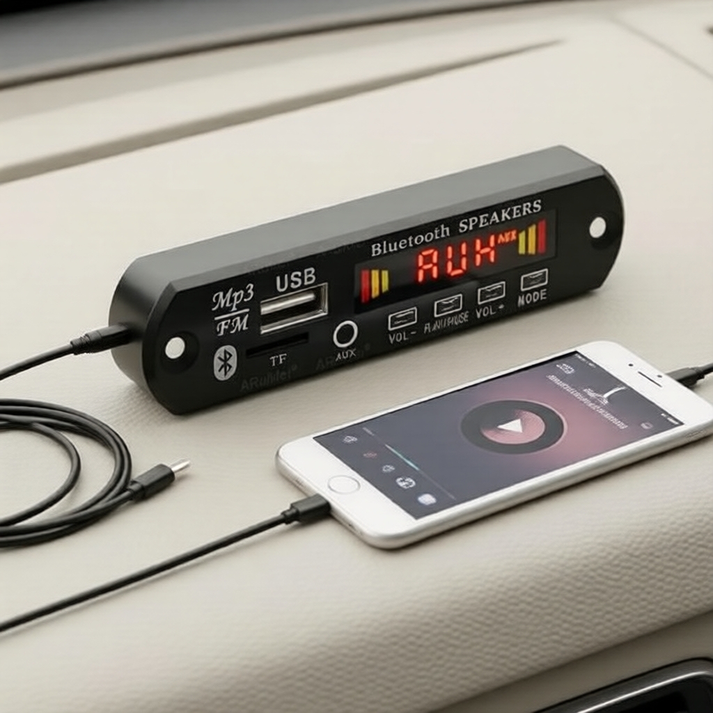 Placa Amplificadora de Som para Carro BT5.0 80W Hi-Res com Subwoofer, Rádio FM e Bluetooth