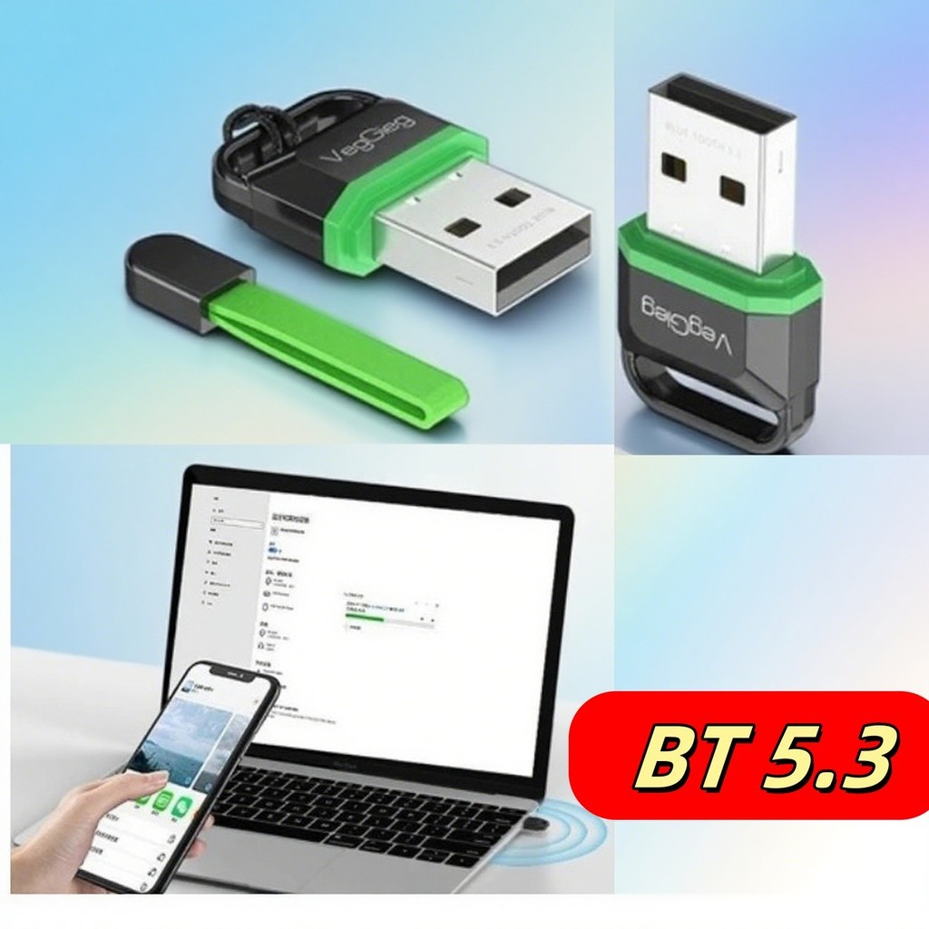 Adaptador BT5,3 Usb Bluetooth 5.3 Pc Original 20m VegGieg Aplica-se a Notebook PS4 e Xbox one S