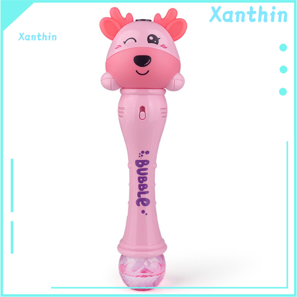 Toddlers Bubble Machine Leak-proof Toy Cartoon Maker Wand with Sound Light – Automatic Cow Deer Shape Blower for Boys