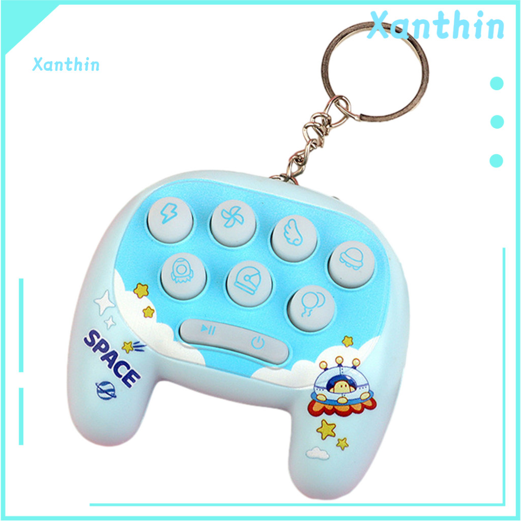 Sound Effects Toy Decompressing Puzzle Cartoon Whack-a-mole Led Light Keychain Mini Electronic Handheld Game Pendant for
