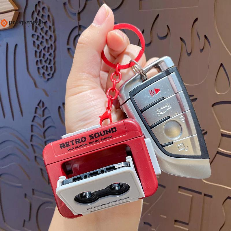 [PPTS] Cartoon Sound Out Gravador De Música Chaveiro Casal Bolsa Pequeno Presente De Carro Pingente