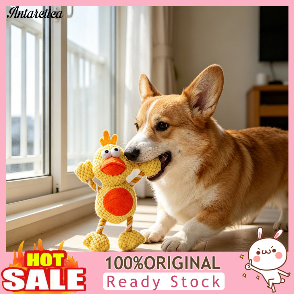 Pet Chew Toy Interactive Dog Cartoon Duck Frog Design with Sound Bite-resistant Tug-of-war Teeth Grinding Puppy Play for