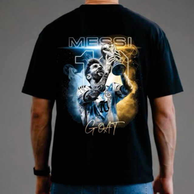B&G WEAR CO Camiseta Oversized Unisex Messi Estampa Digital (DTF) Ultra Realista