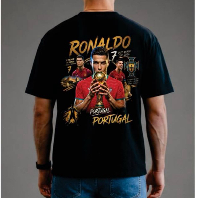 B&G WEAR CO Camiseta Oversized Unisex Cristiano Ronaldo Estampa Digital (DTF) Ultra Realista