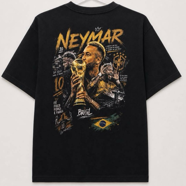 Camiseta Oversized Unisex Neymar Jr Estampa Digital (DTF) Ultra Realista