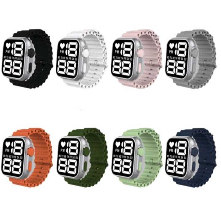Kit 10 Relógios Digital Feminino Masculino LED Quadrado À Prova D'água Ultra 9 Para Revenda