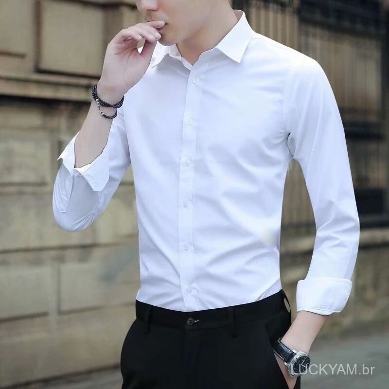 [St. Paul's shirt]Men's long-sleeved autumn trendy business slim-fit Korean-style stylish professional formal men's shir