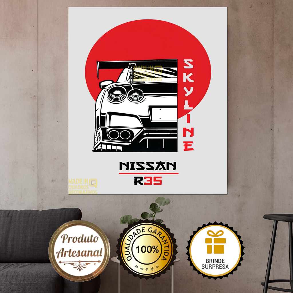 Quadro Japão Carro Skyline R35, Famoso carro GTR, Mazda RX7 JDM, Modern Home Decor, anos 80