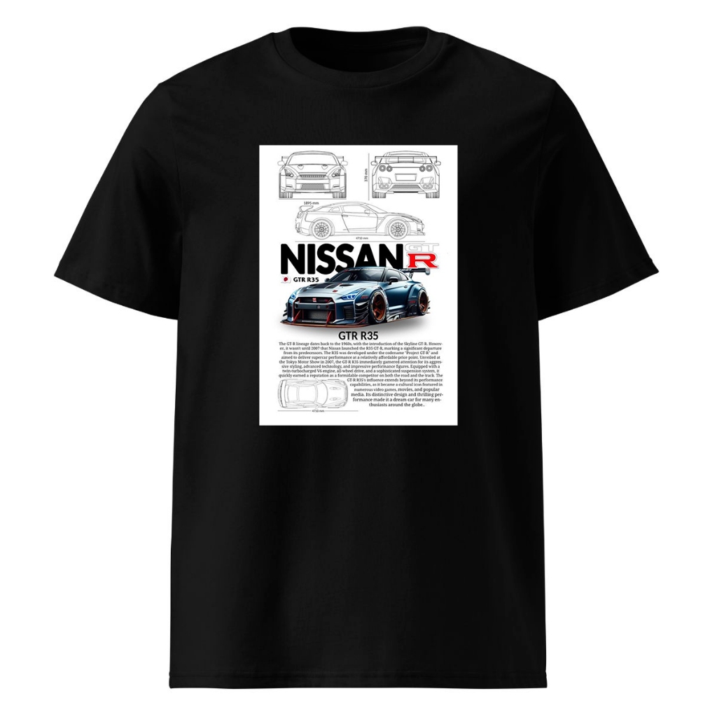 Camiseta Carro Nissan GTR R35 Tunning Camisa Nissan Godzilla Blua 100% Algodão Premium Adulto Unissex Masculino Feminino