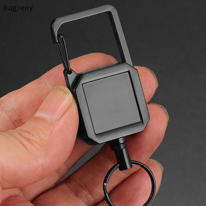 [bagreny] 1Pc Corda De Fio De Aço Chaveiro Retrátil De Alta Resiliência Mosquetão Externo Tipo D Anti Perda Fácil De Pux