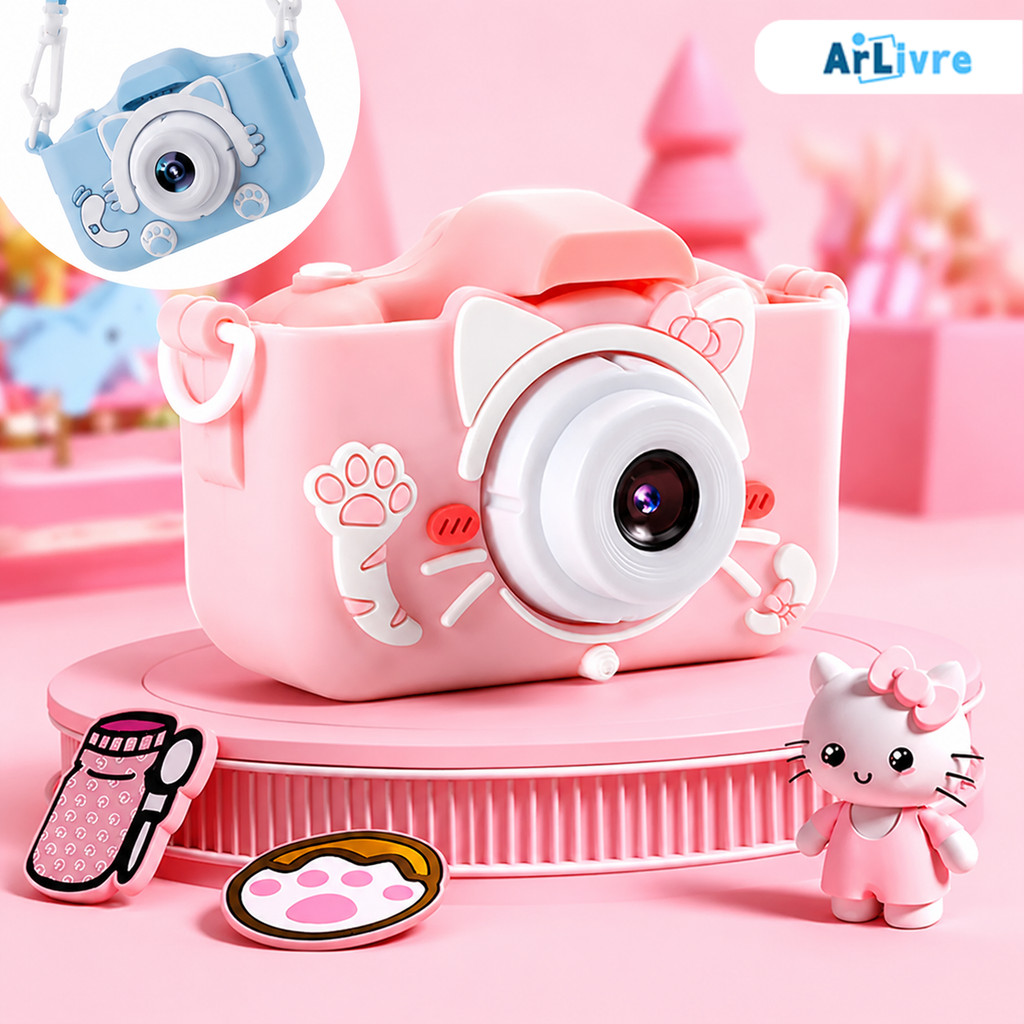 Câmera Infantil Mini Recarregável com Capa, Função de Jogos, Tirar Fotos e Gravar Vídeos