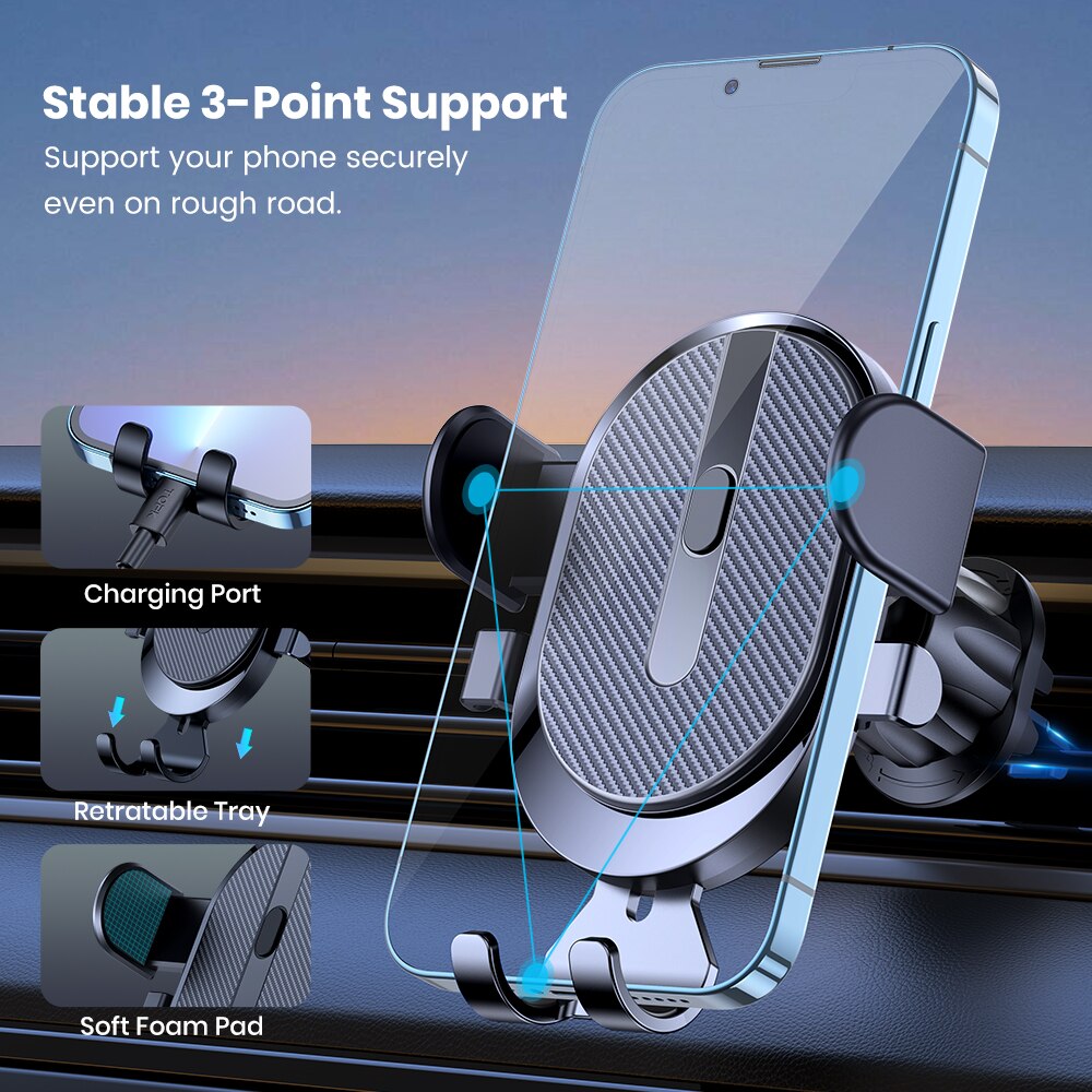 Saimili Universal Auto Locking Car Vent Phone Mount Com Clipe De Gancho Para Iphone Samsung
