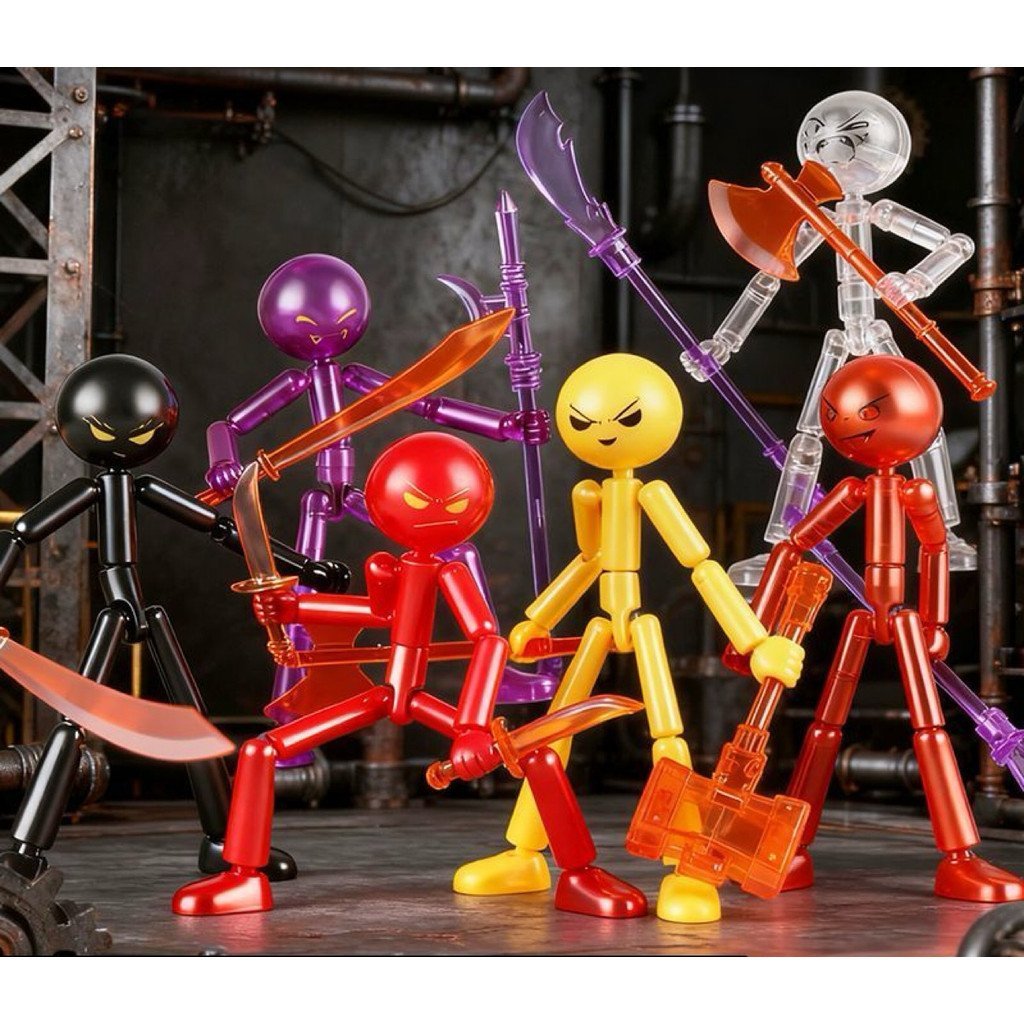 Boneco Stick Figure DIY com Articulações Fortes | Brinquedo de Montagem com Armas e Moto