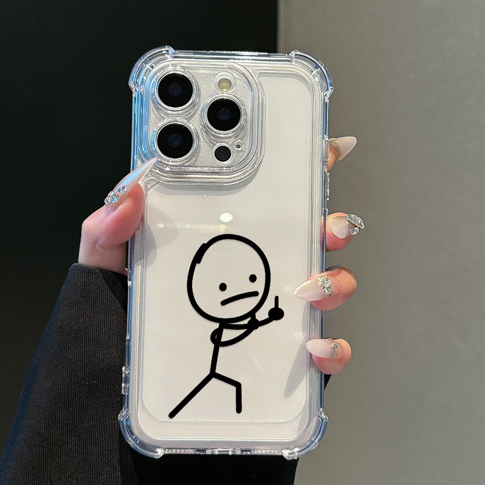 Capa Capinha Para iPhone17 16 15promax plus 12 13 14 11 7+ 8+ XsMax com estampa de boneco stick figure A00620