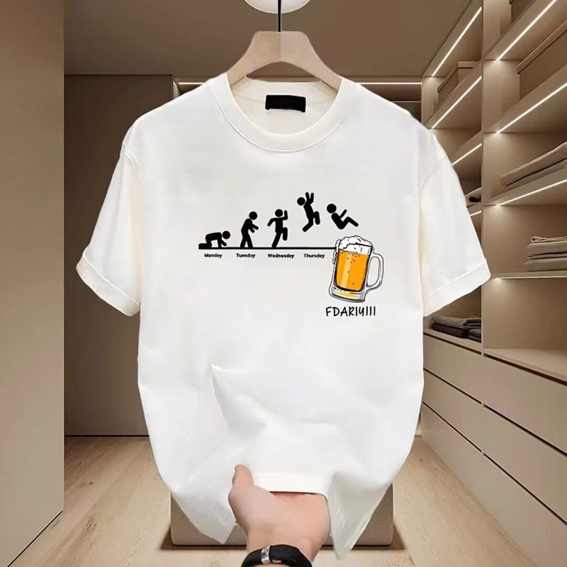 Camiseta Oversized Creme Evolução Semana Cerveja Stick Figure Humor Meme Streetwear Unissex