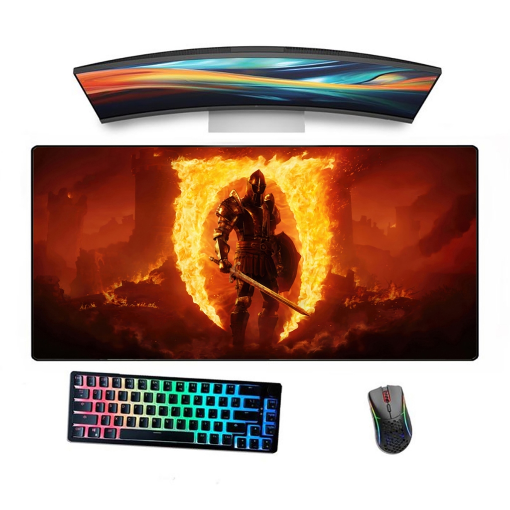 Mousepad Gamer Speed Borda Costurada Ergonómico Estampado Guerreiro Inferno
