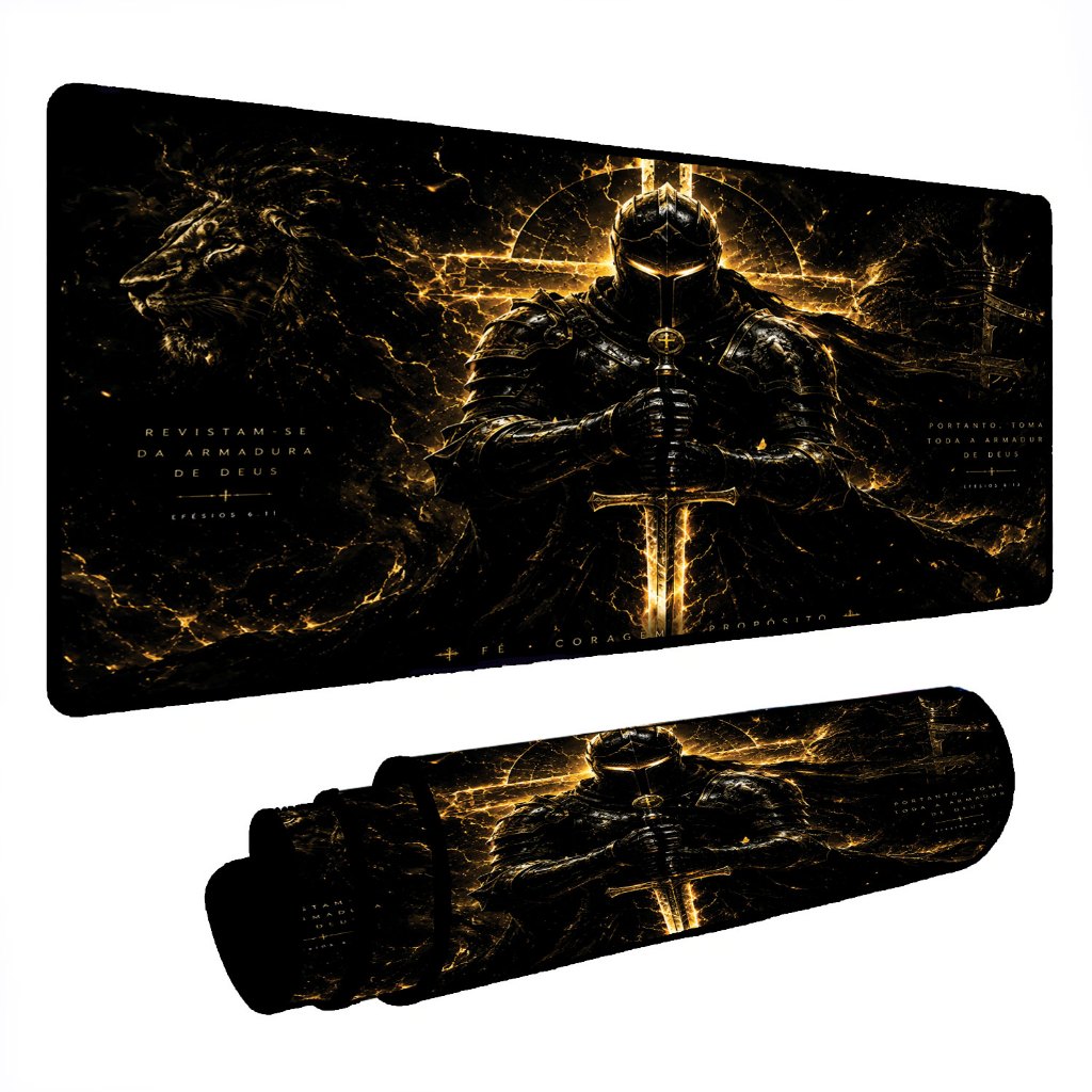 Mousepad Gamer Guerreiro do Apocalipse Deskpad 60x30 Speed Profissional Alta Qualidade Borda Costurada Premium