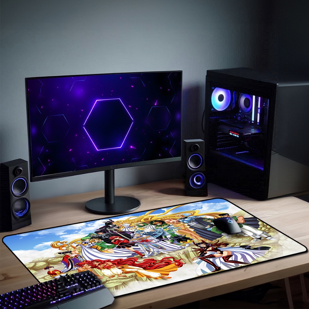 Mouse Pad  Guerreiras Mágicas de Rayear  Gamer Antiderrapante Grande 70x35 80x35 90x40 90x50 cm Borda Costurada