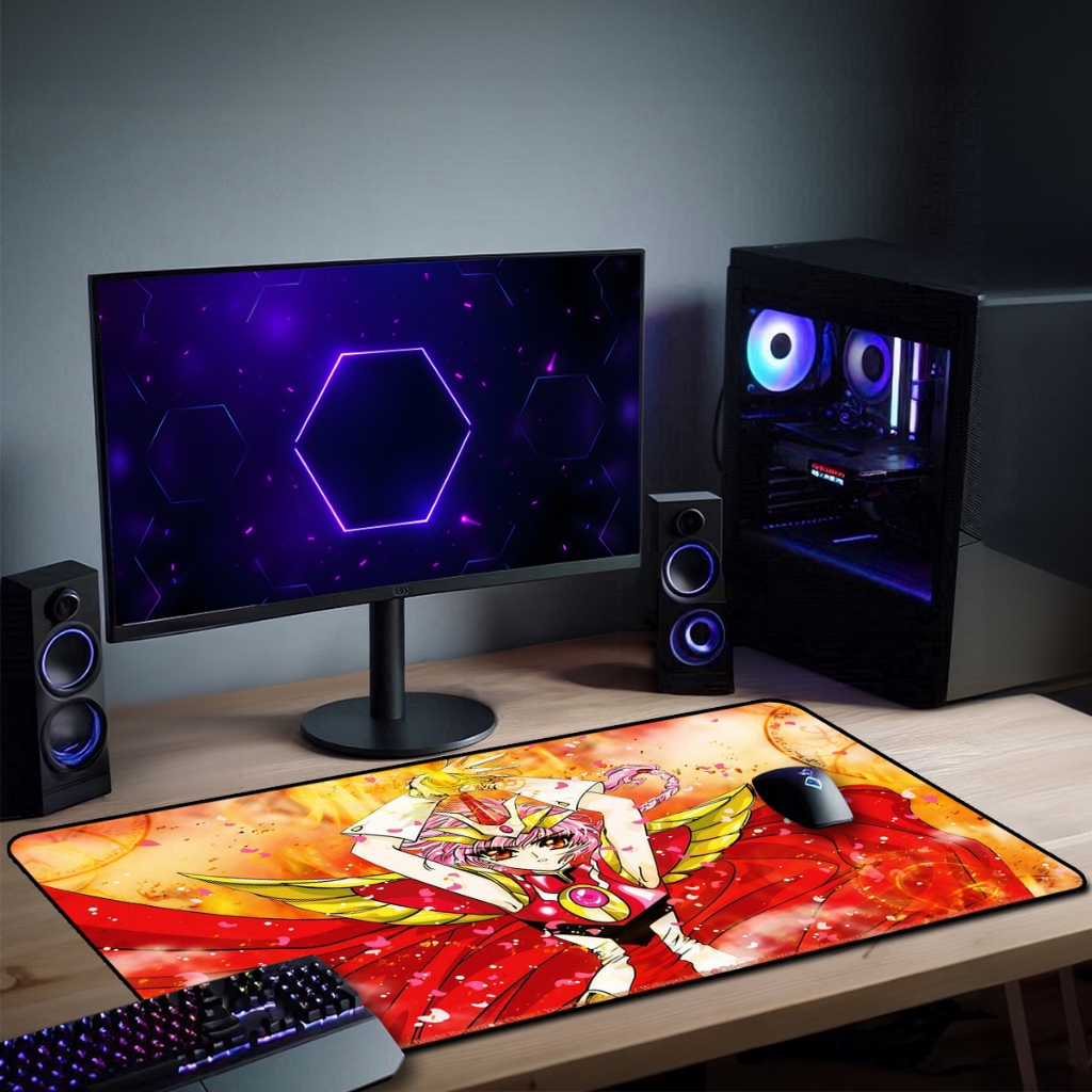 Mouse Pad Guerreiras Mágicas de Rayear  Gamer Antiderrapante Grande 70x35 80x35 90x40 90x50 cm Borda Costurada