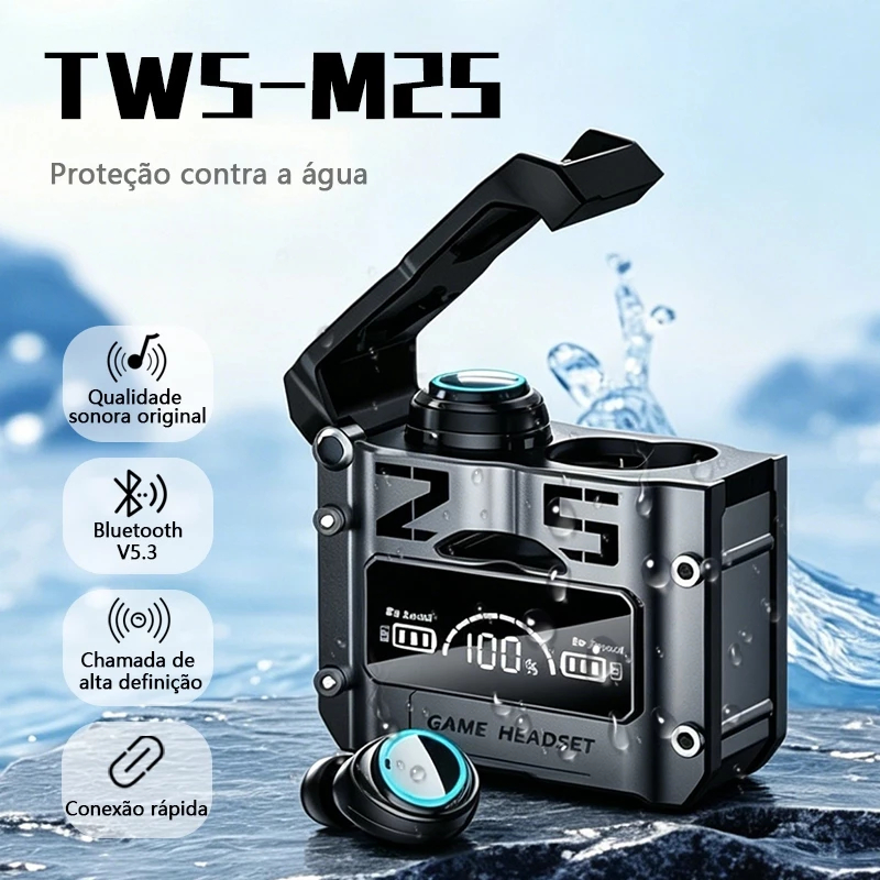 Fone De Ouvido Bluetooth M25 M10 F9-5 V5.3 Sem Fio TWS Power Bank Display LED Microfone Original