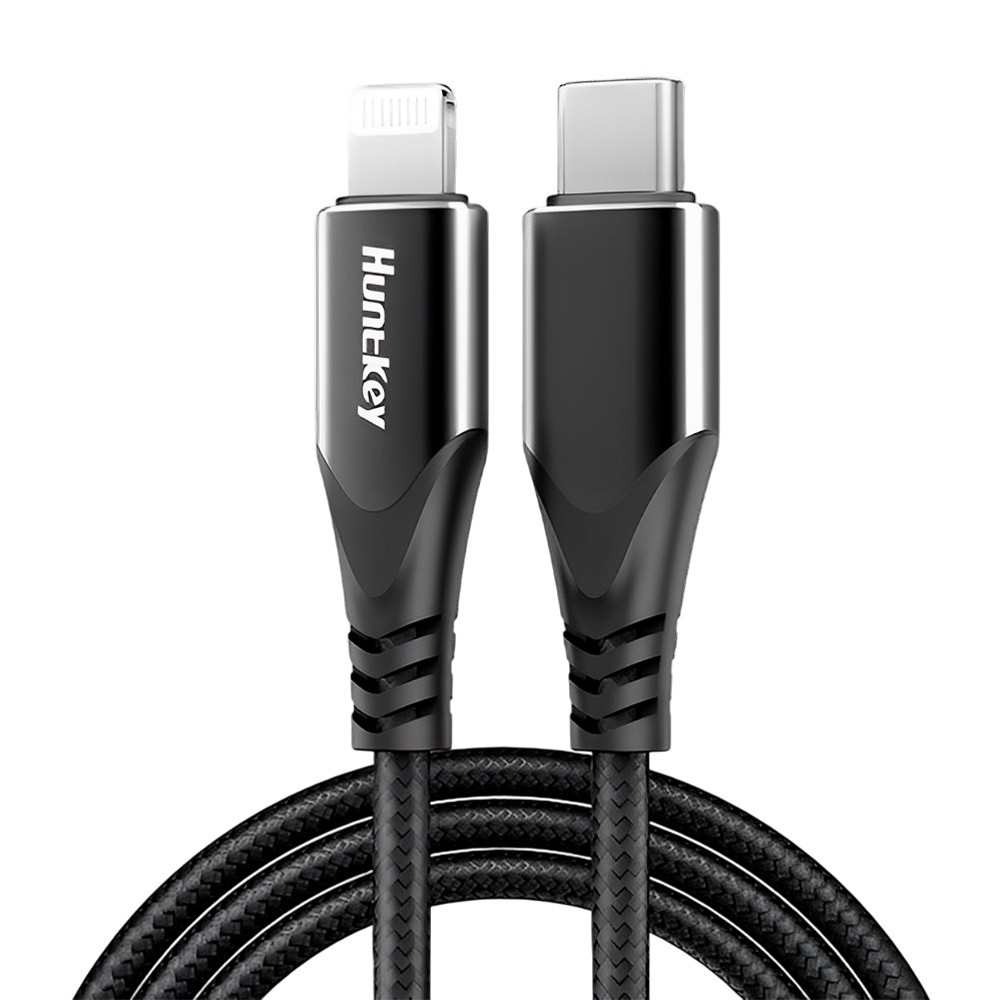 Cabo USB C p/Lightning Huntkey Macho/Macho 2Metros Preto