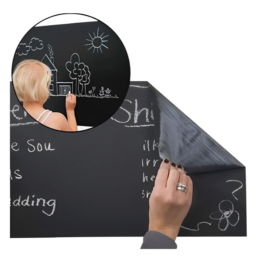 Adesivo Lousa Quadro Negro De Parede Para Anotações De Estudo E Tarefas Preto 2Metros 45cm