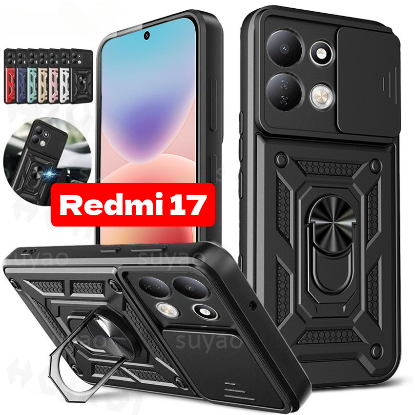 Para Redmi 17 5G 4G 2026 Capa De Telefone Suporte De Anel Invólucro Redmi17 Lente Push-pull Slide Camera Protection Armo