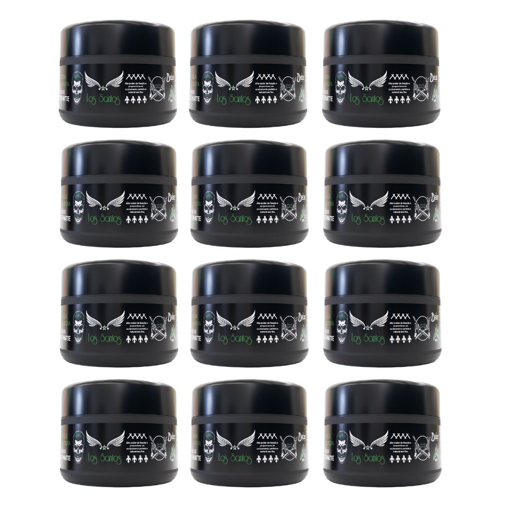 Kit 12 Unidades Pomada Cera Modeladora Efeito Mate 100g Masculina Los Santos Cabelo Homem Detra
