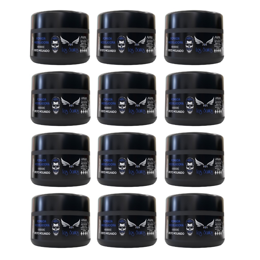 Kit 12 Unidades Pomada Cera Modeladora Efeito Molhado 100g Los Santos Cabelo Masculino