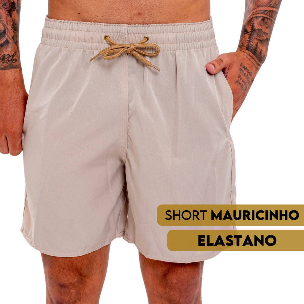 Bermuda Short Mauricinho Modelagem Premium Elastano Liso Versátil para Treino Praia Passeio Bolsos Antiareia
