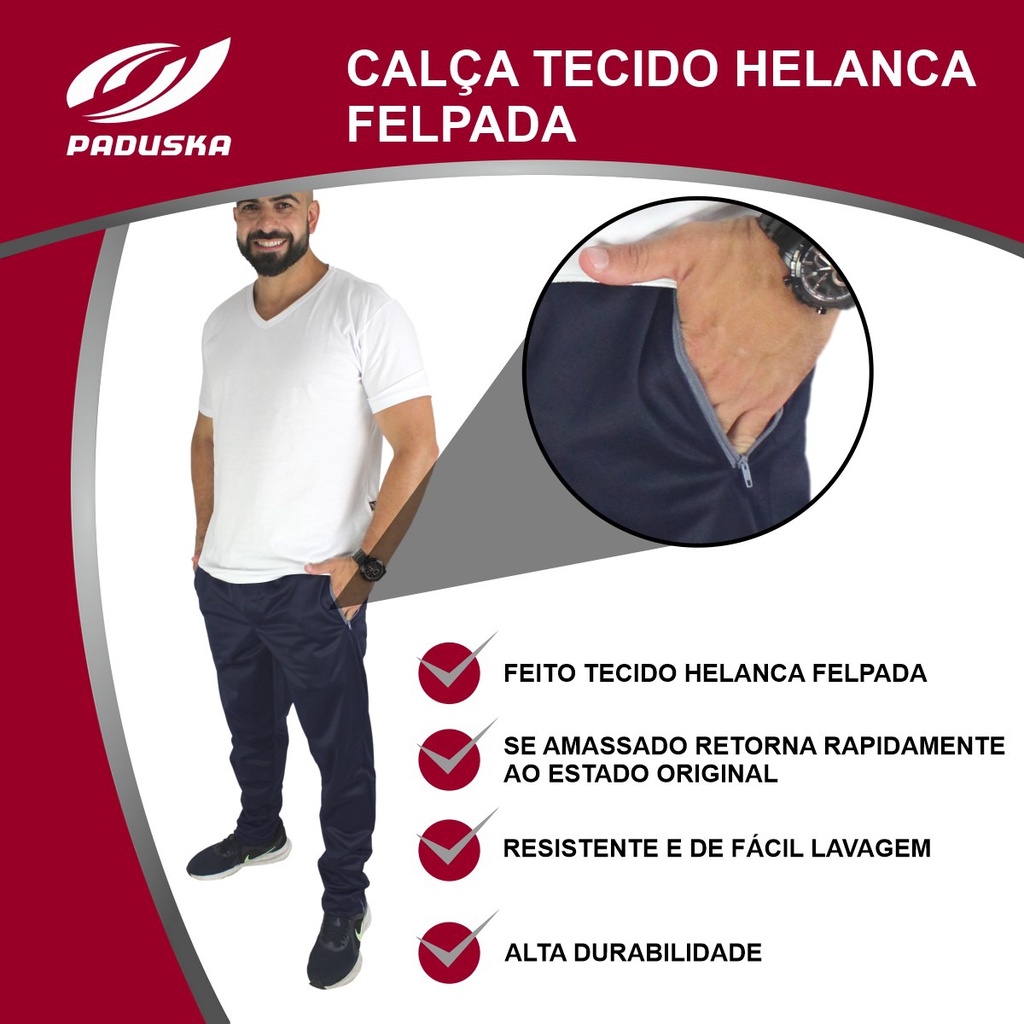 Calça Plus Size Masculina Bolsos Com Ziper Tecido Felpada Resistente Treino Academia Passeio Casual