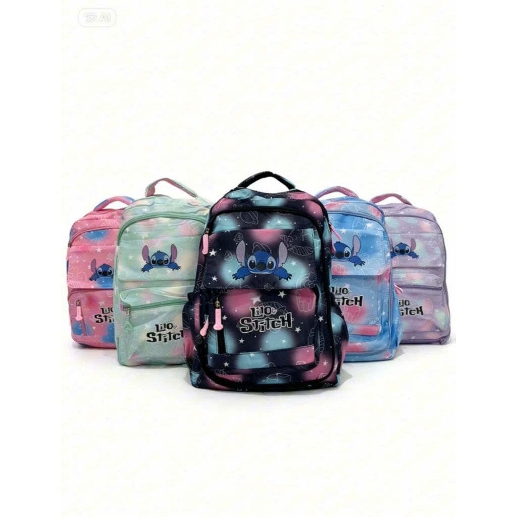 mochila stitch 12 bolsos super espaçosa cabe notbook escova faculdade passeios infatil juvenil volta as aulas 2026