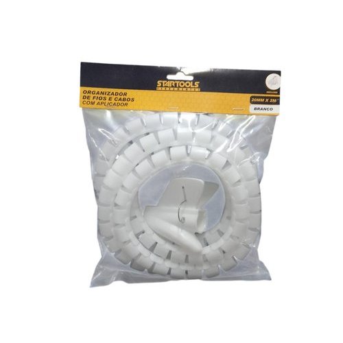 Organizador Fios Cabos Aplicador Prático Fixação Segurança Branco 20mmx2m