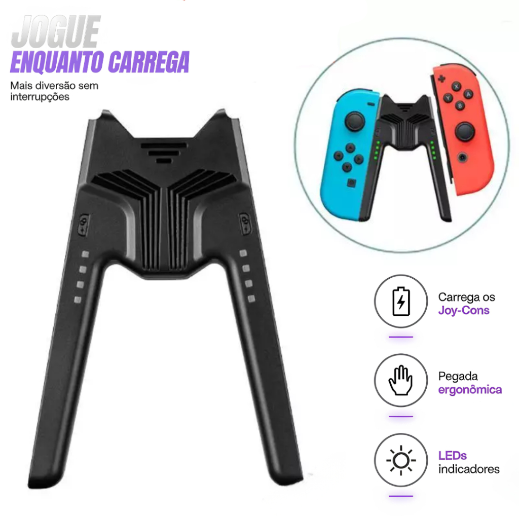 Grip Suporte de Carregamento para Controle Joy Con Switch Base Carregador Jogar e Carregar