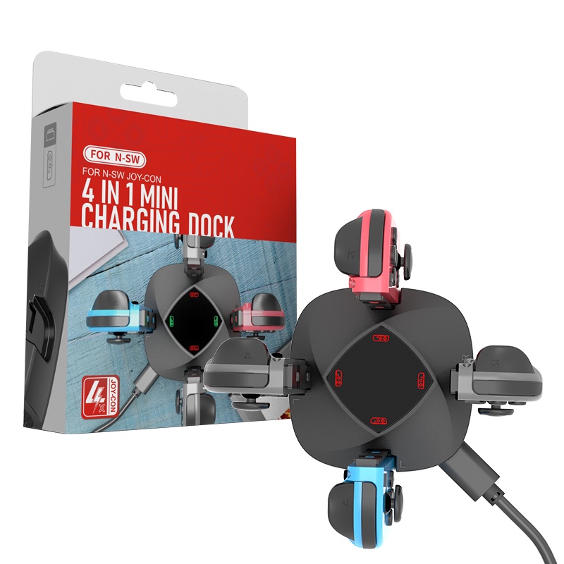 Carregador LED Nintendo Switch Joy-con 4 Controles Estação Base