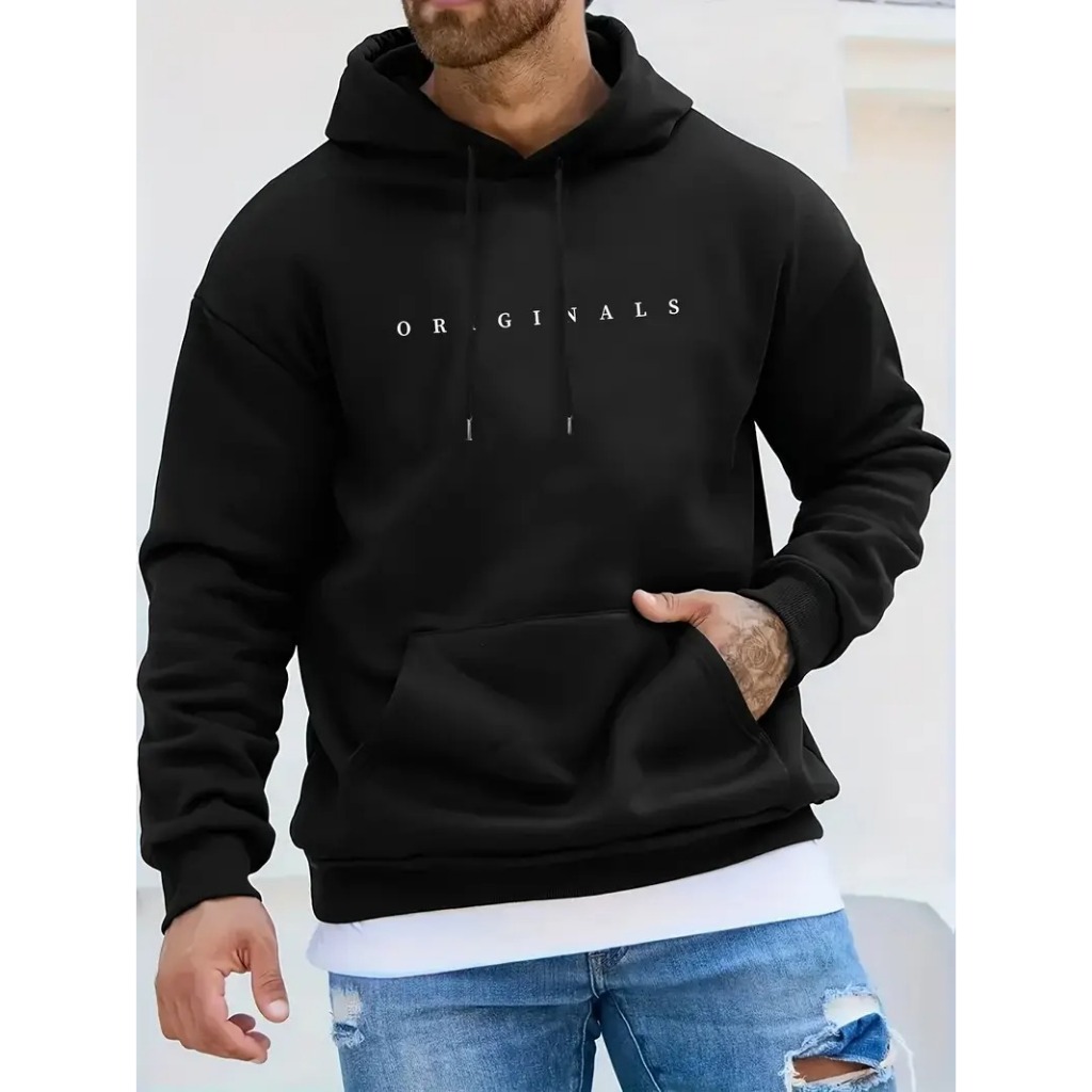 Moletom Casual Masculino com Capuz e Bolso Canguru, Manga Longa em Tecido de Malha de Poliéster, Corte Regular,  estampa