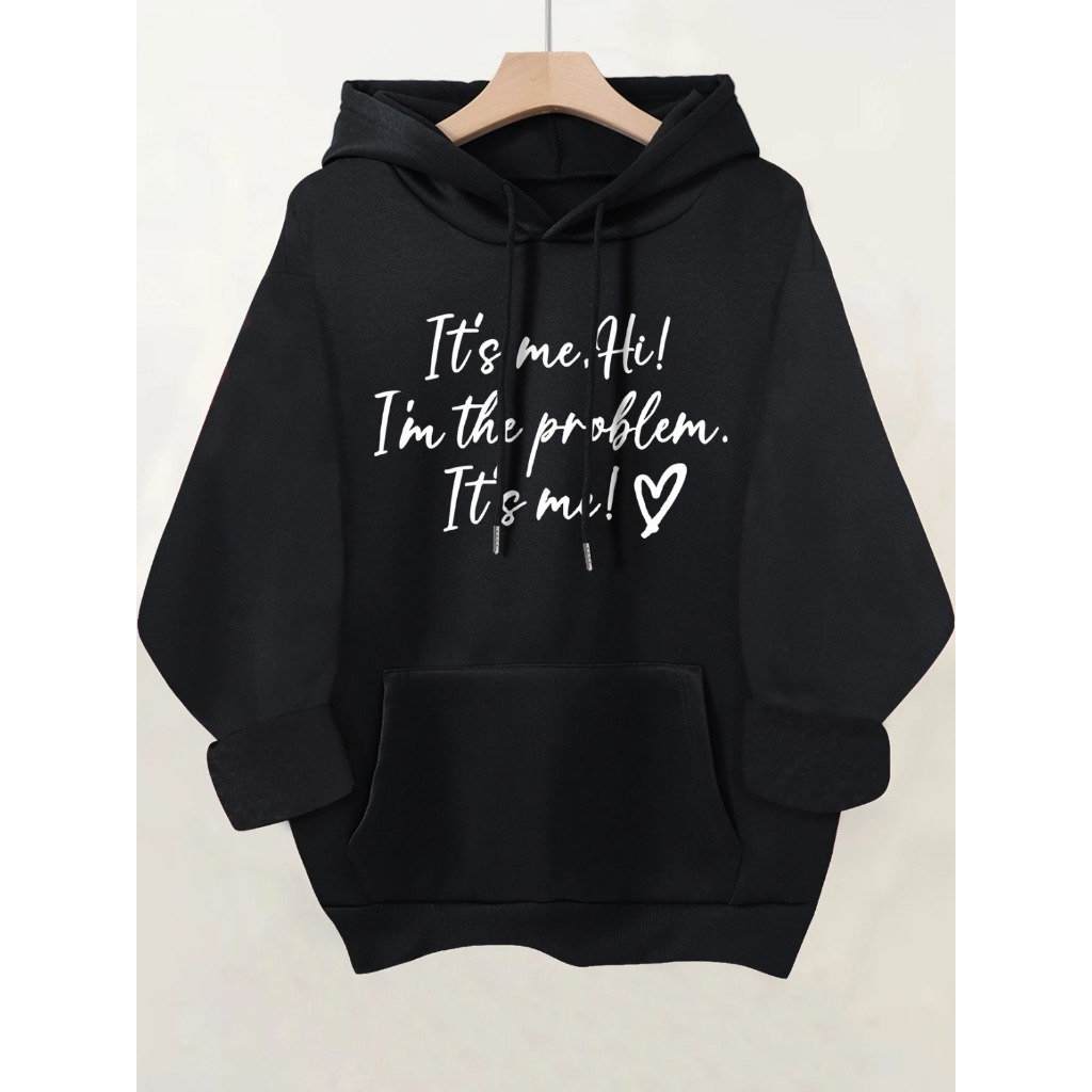 Moletom com estampa de letras, com bolso canguru casual e capuz com cordão, blusa de moletom de manga longa, roupas Unis