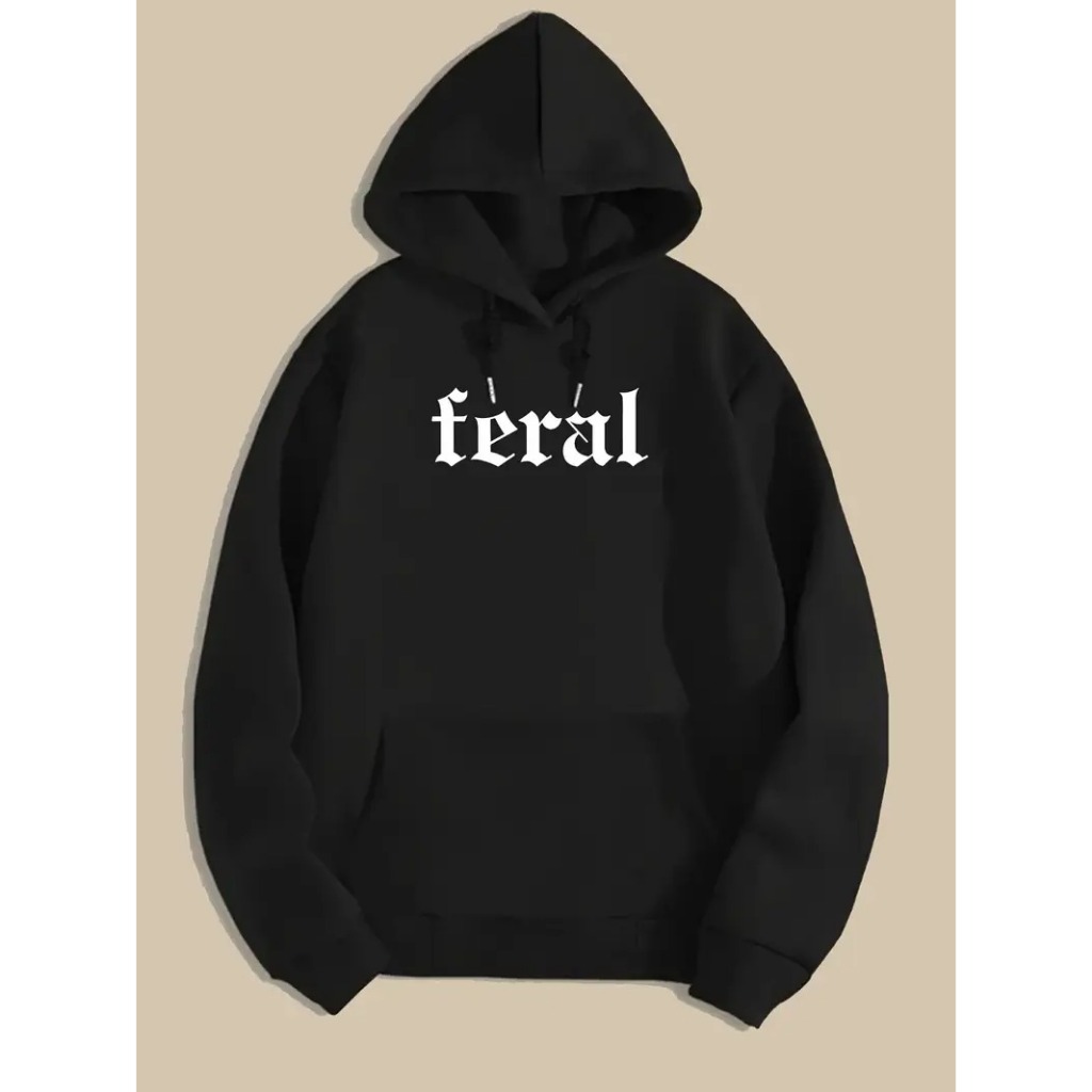 Moletom Casual Estampa Feral, Mistura de Poliéster, Capuz, Manga Longa, Leve Esticagem, Tecido Tricotado, Ajuste Regular