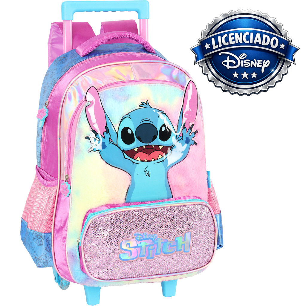 Mochila Rodinha Stitch Original Disney Infantil Grande Escolar Menina Menino Feminina Juvenil Lilo Angel