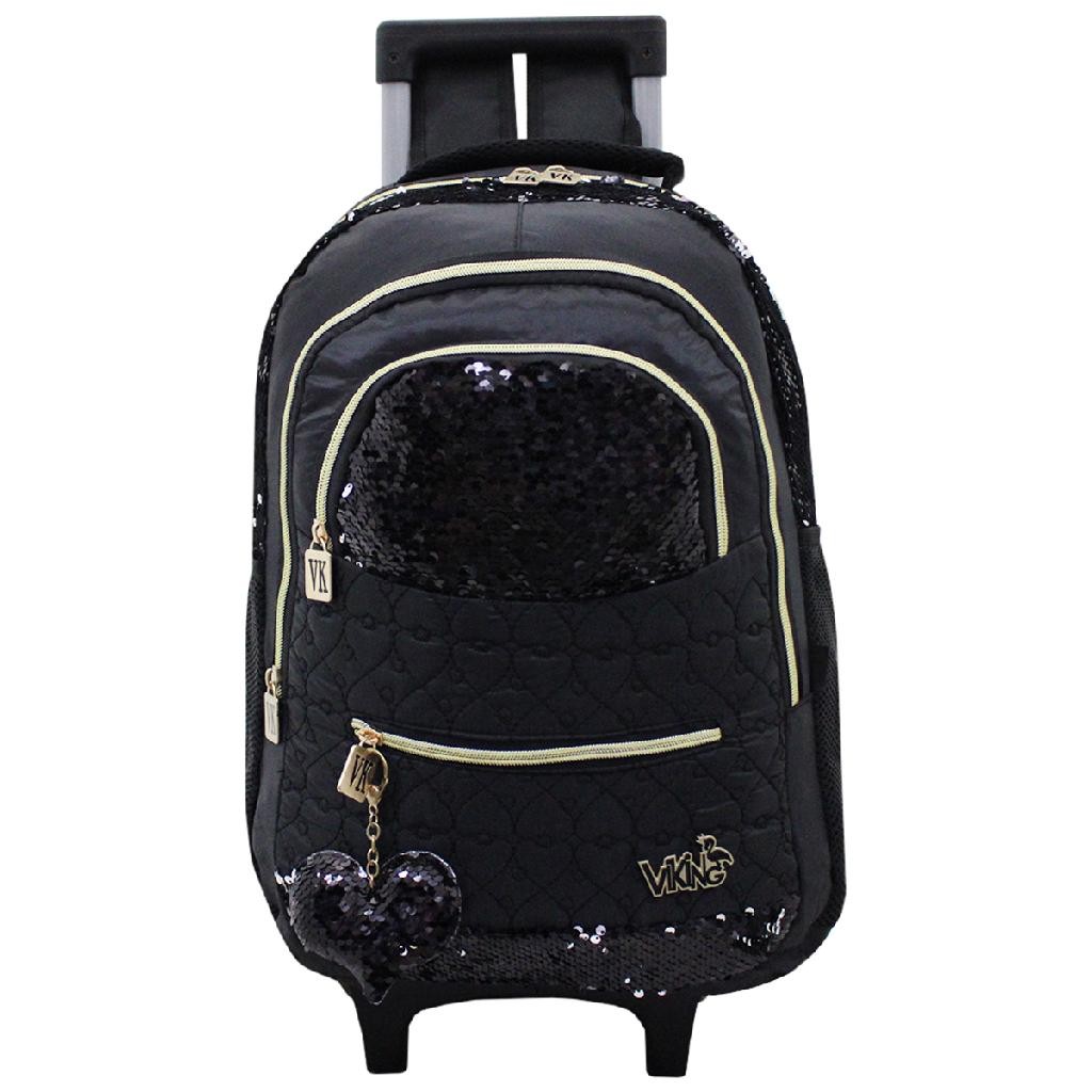 Mochila Escolar Com Rodinhas Com Paete E Chaveiro Juvenil Feminina Trabalho Passeio