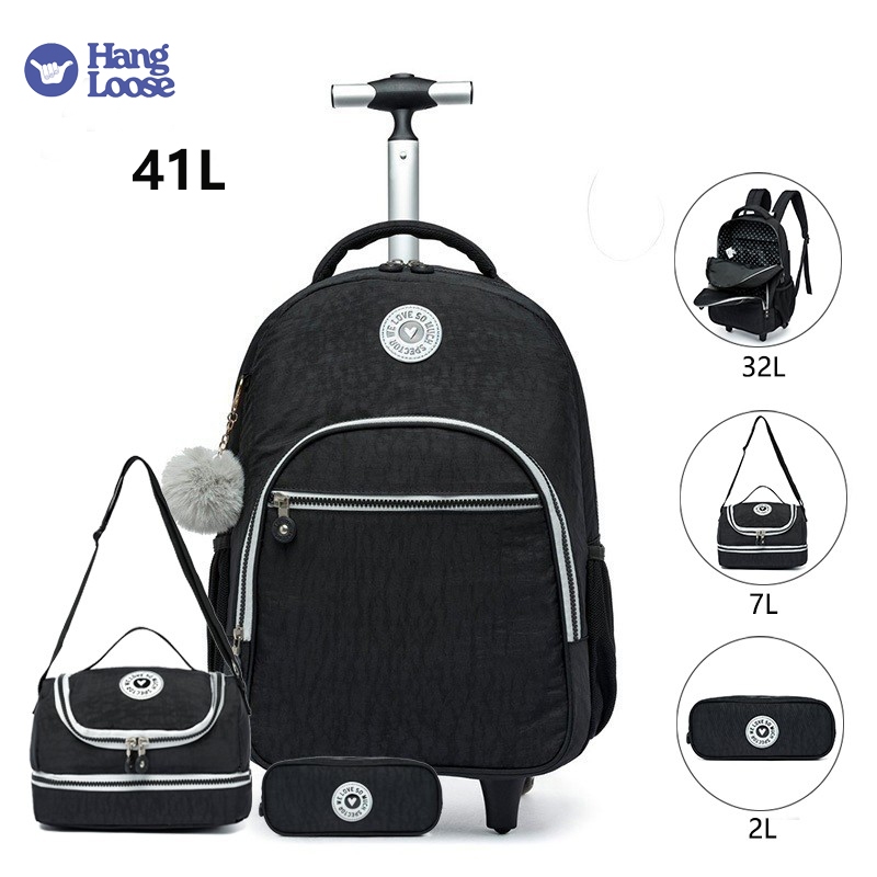 Hang loose 41L Kit Mochila mochila grande mochila de rodinha menina  menino mochilas 3 em 1